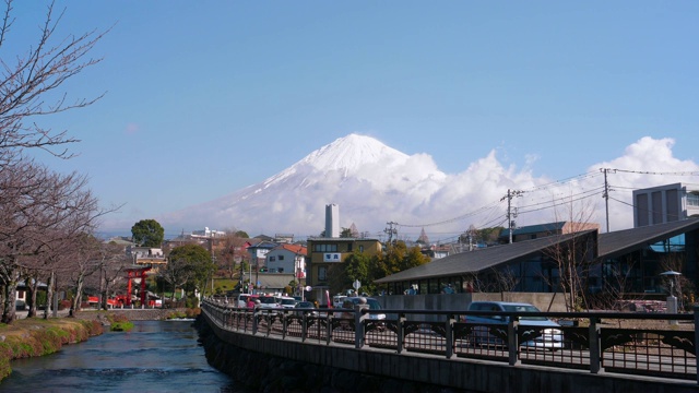 日本静冈县Fujinomiya市的富士山景色视频素材