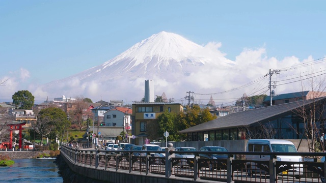 日本静冈县Fujinomiya市的富士山景色视频素材