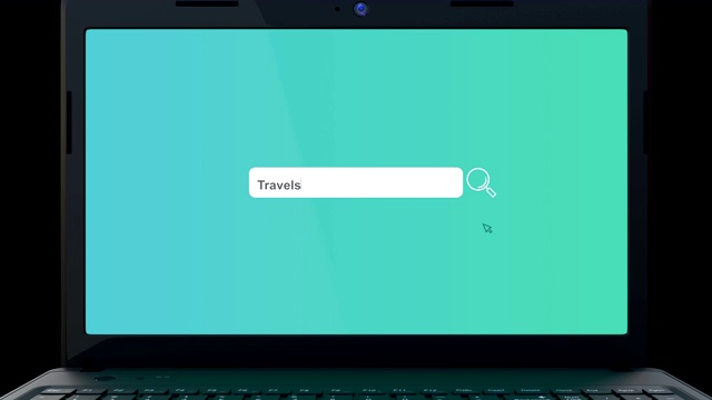 搜索栏元素设计，打字旅行，电脑屏幕上的搜索框视频素材