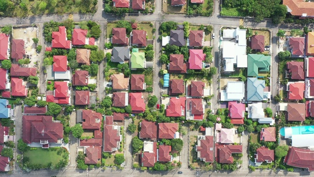 住宅小区俯视图。住宅区鸟瞰图视频素材