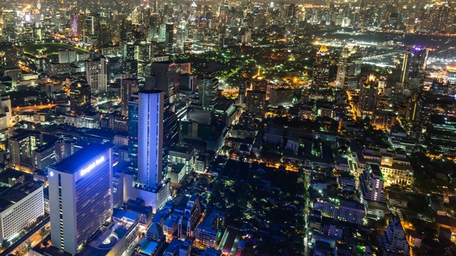 多彩的夜晚曼谷城市景观，航空时间流逝视频视频素材