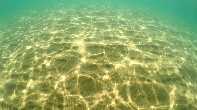 海沙海床的自然背景，阳光反射在水面上视频素材