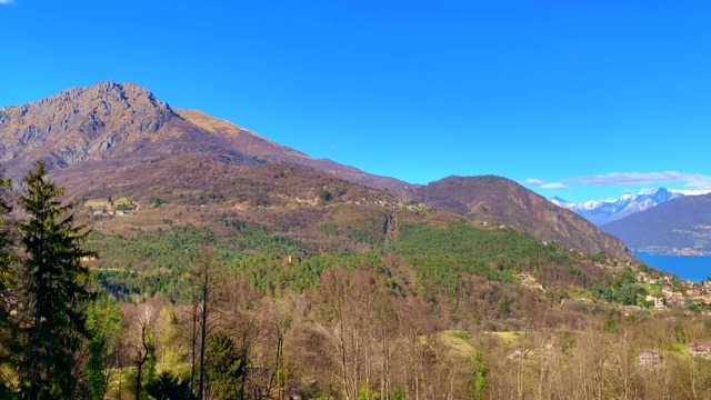 科莫湖和雪山的全景视频素材