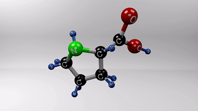 脯氨酸分子。视频素材