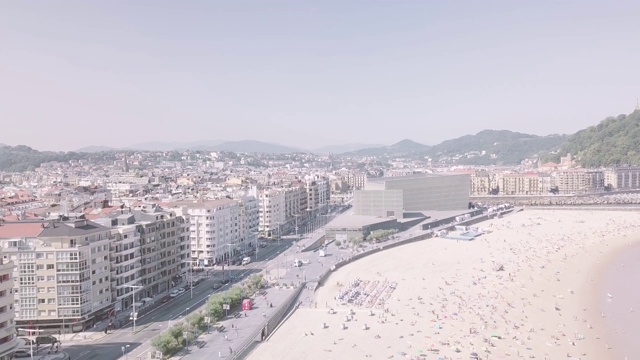 SanSebastian(多诺斯蒂亚)空中观景视频素材