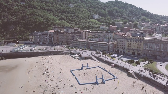 SanSebastian(多诺斯蒂亚)空中观景视频素材