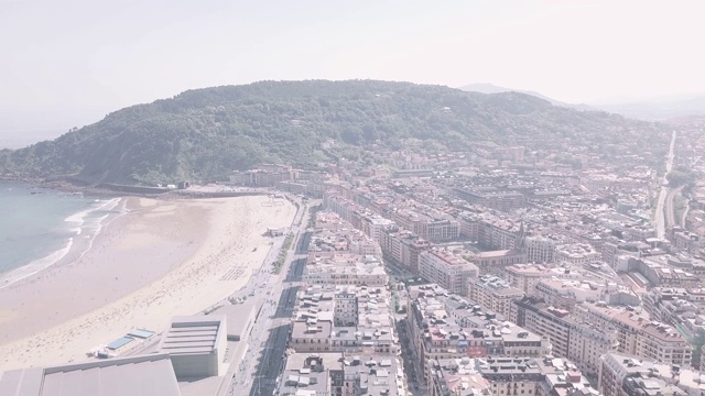 SanSebastian(多诺斯蒂亚)空中观景视频素材