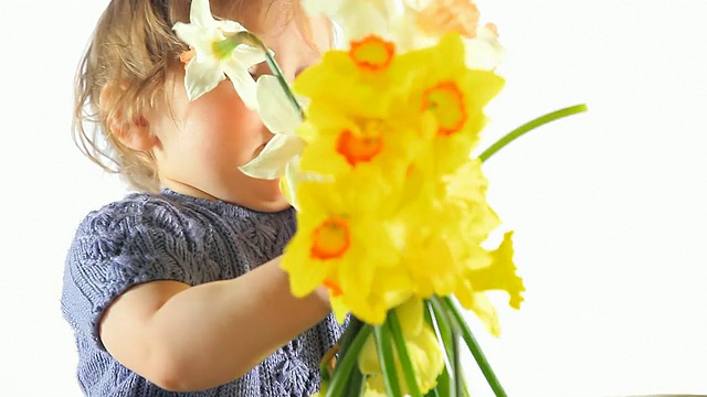 幼童满手鲜花视频素材