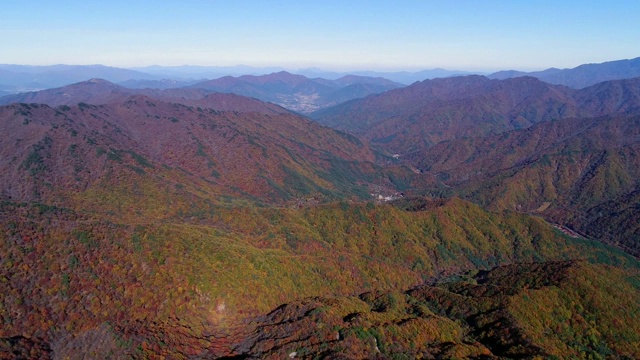 在吉日三山(国家公园)，Gurye-gun观赏野丹峰的枫树视频素材