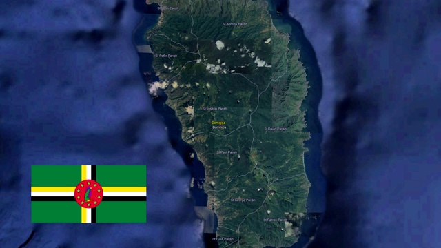 Dominica With Flag. 3d地球在太空-缩放在Dominica外视频下载