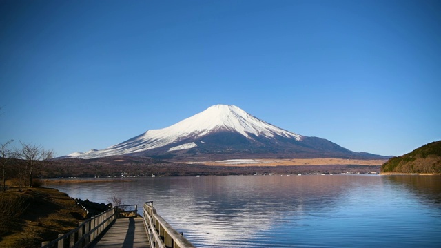 山中湖的富士山景观视频素材