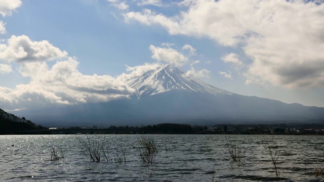 延时拍摄:川口湖富士山景观视频素材