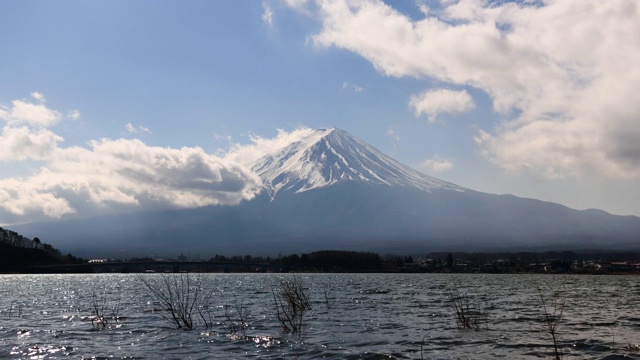 川口湖的富士山景观视频素材