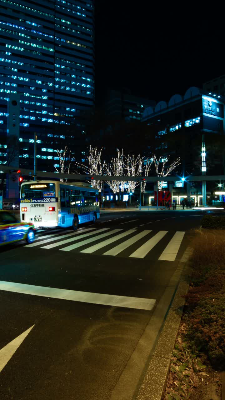 夜深时分在新宿十字路口垂直视频素材