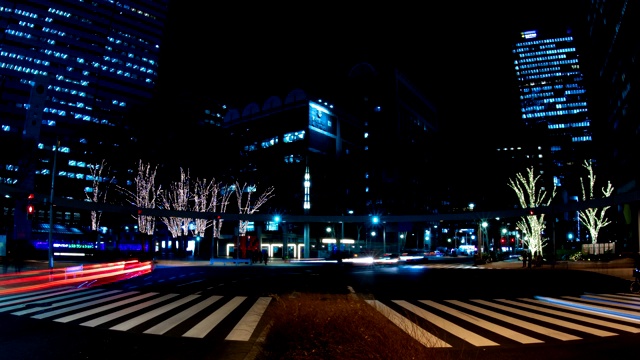 夜深人静的新宿十字路口视频素材