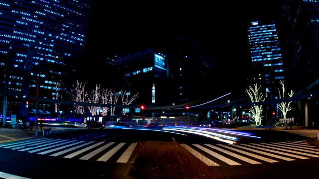 夜深人静的新宿十字路口视频素材