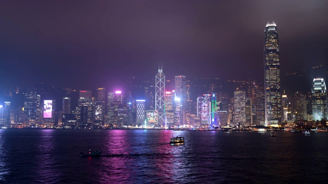 时光飞逝:香港维多利亚港灯光夜景视频素材