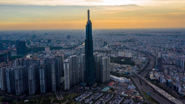 从空中俯瞰胡志明市的天际线视频素材