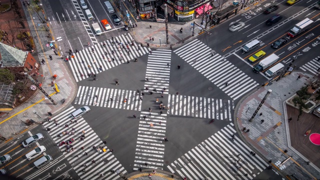 4K时间的推移-步行街银座十字路口在银座中心鸟瞰-日本东京视频素材