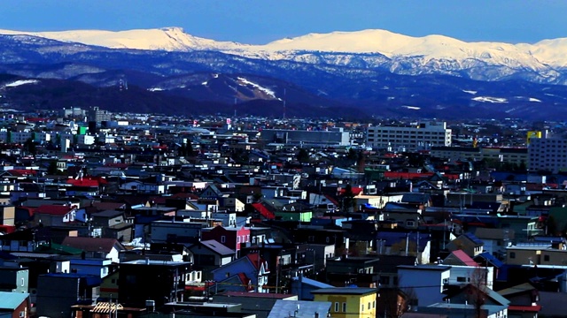 大濑山山脉，十胜山脉和朝日川市视频素材