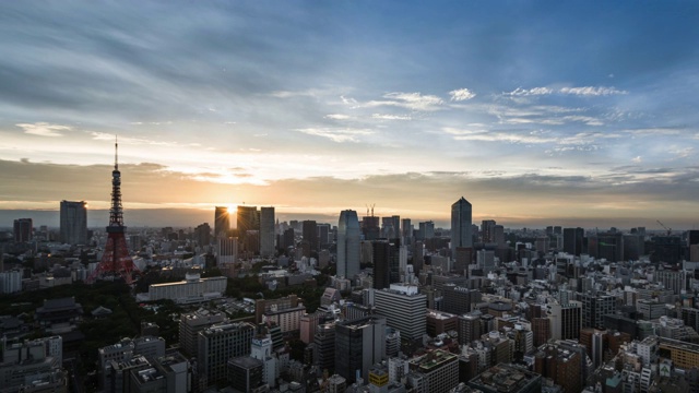 T/L WS HA ZO东京城市日落天际线在高峰时间从黄昏到夜晚视频素材