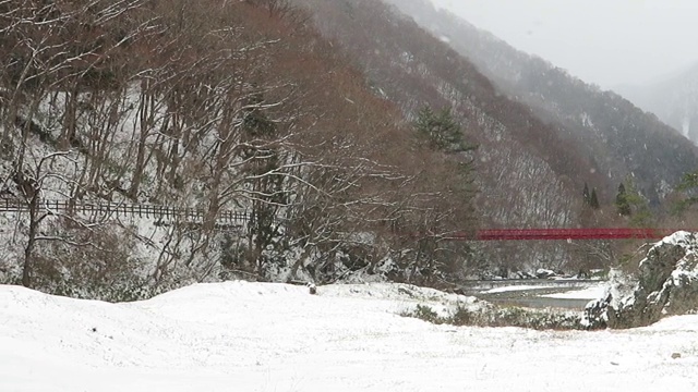 冬天下雪的日本风景视频素材