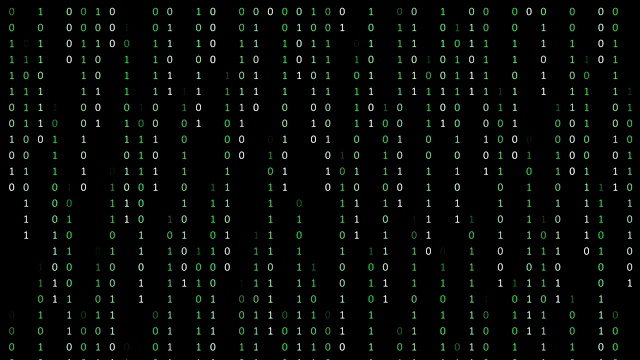 二进制代码黑色和绿色动画视频素材