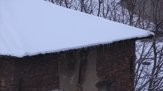 屋顶上有暴风雪视频素材