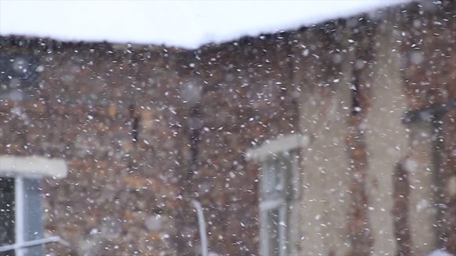 屋顶上有暴风雪视频素材