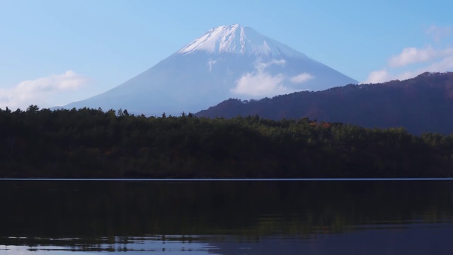 以富士山为背景的斋子湖视频素材