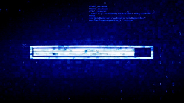 病毒检测文本数字噪声抽搐故障失真效果错误循环动画。视频素材