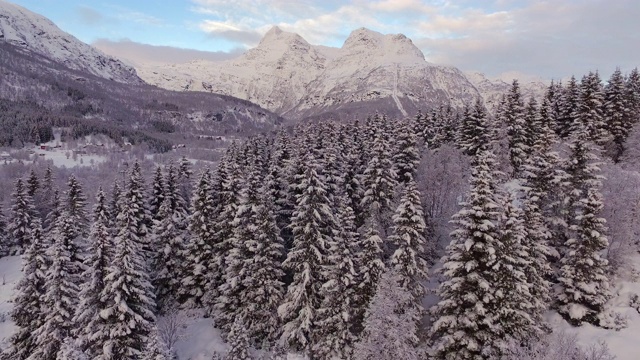 空中缓慢前进:挪威罗弗敦雪山——挪威罗弗敦视频素材