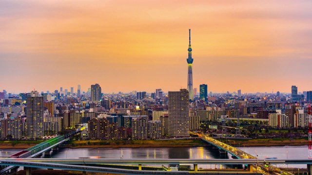 日以继夜的东京城市景观，日本视频素材