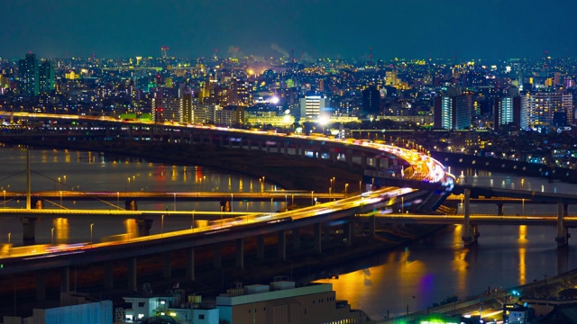 日本东京的荒川河公路大桥的时间流逝视频素材