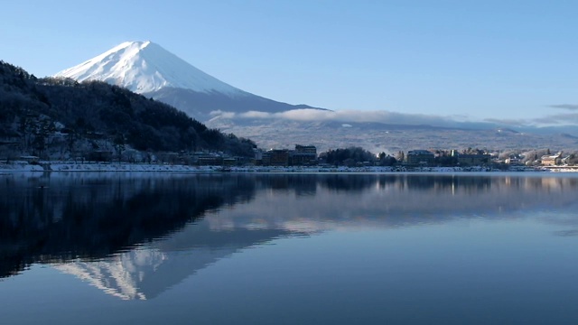 早上在川口湖的富士山视频素材