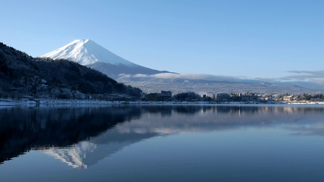 早上在川口湖的富士山视频素材