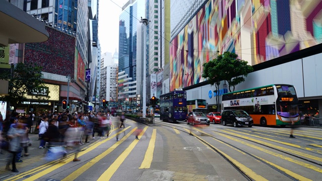 时间推移的人和交通在香港城市视频素材