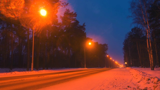 冬夜公路。夜景高速公路，速度概念。视频素材