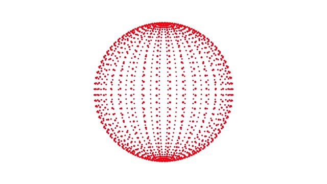 圆球点粒子设计。旋转点的球体，粒子。循环动画。视频素材