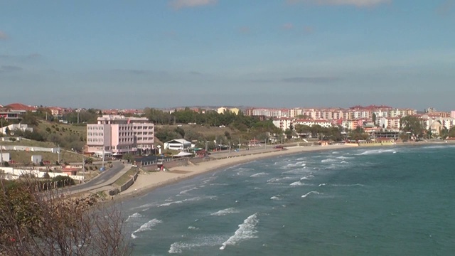 卡纳卡莱海峡，海岸线和卡纳卡莱的船只的一般观点。
Canakkale /土耳其10/12/2013视频素材