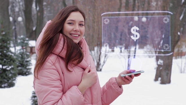 红发女孩的全息符号USD视频素材