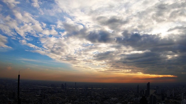 时光流逝，城市上空的云景。视频素材