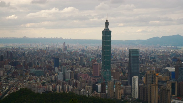 白天台北市景市中心山顶全景4k台湾视频素材