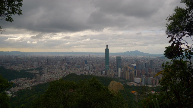 白天台北市景市中心山顶全景4k台湾视频素材