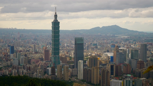 晴天台北市景市中心山顶全景4k台湾视频素材