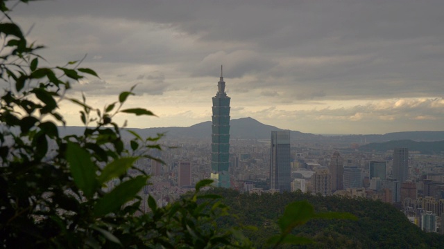 晴天台北市景市中心山顶全景4k台湾视频素材