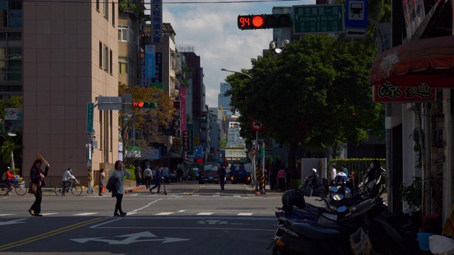 晴朗的一天台北城市交通街道慢镜头全景4k台湾视频素材