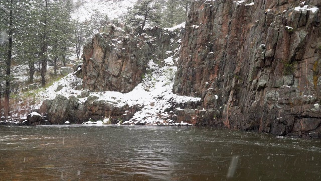 初春山河有暴风雪视频素材