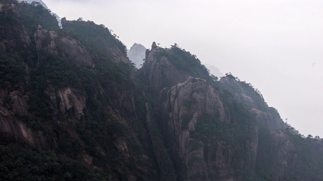 4K时间流逝日落风景黄山国家公园，雾景，(黄山)安徽，中国视频素材