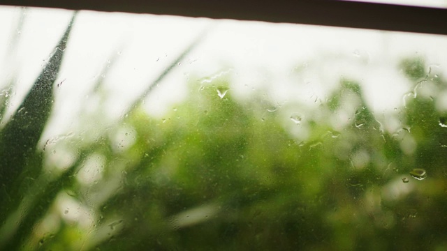 大雨打在窗户上视频素材